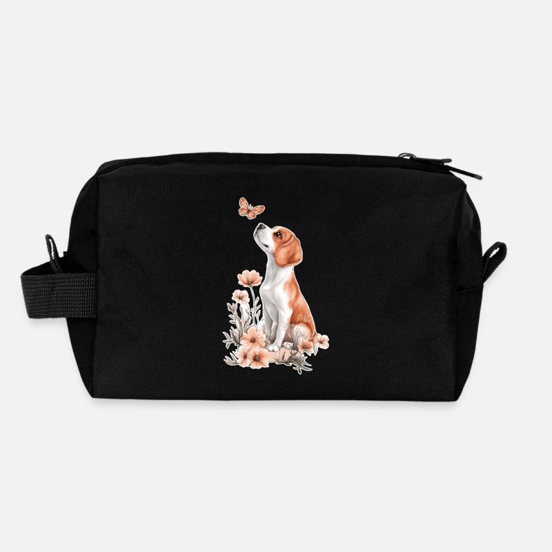 Beagle et papillon Trousse de toilette en tissu recyclé