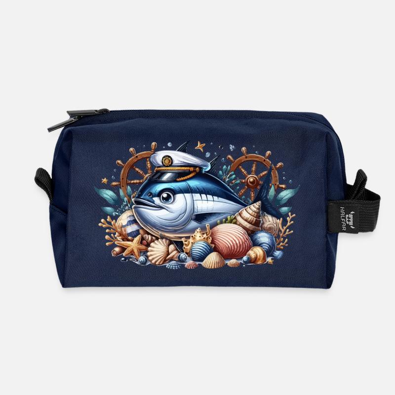 Captain Tuna - Recycled Toiletry Zip Bag - navy