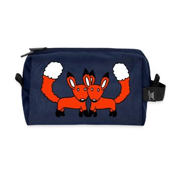 2 Füchse Paar Verliebt Zwei Freunde Liebe Team Süß - Recycelte Kulturtasche - Navy - Vorne