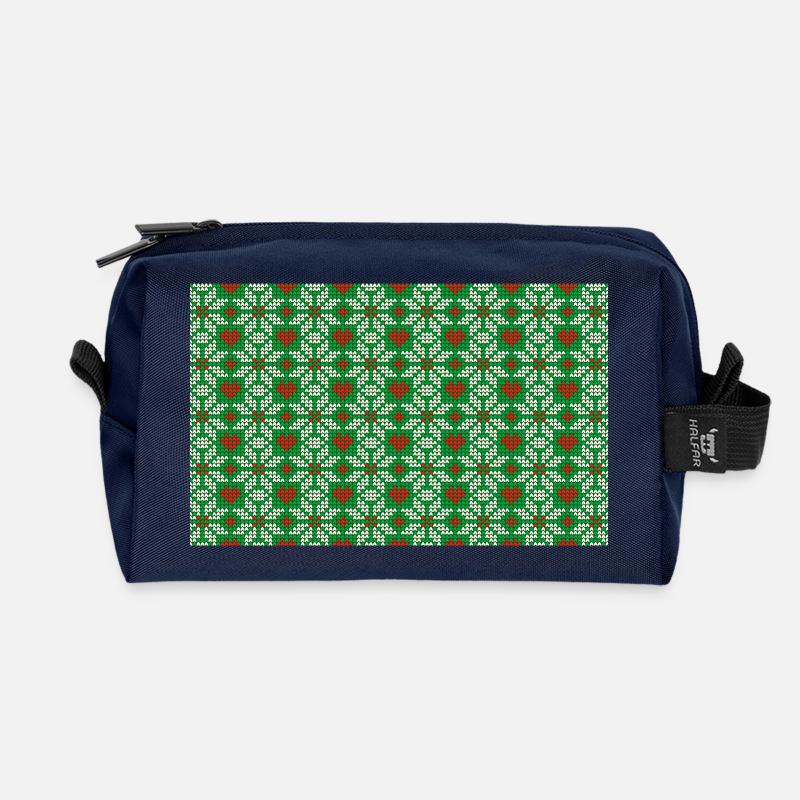 Gestricktes Weihnachtsmuster - Recycelte Kulturtasche - Navy