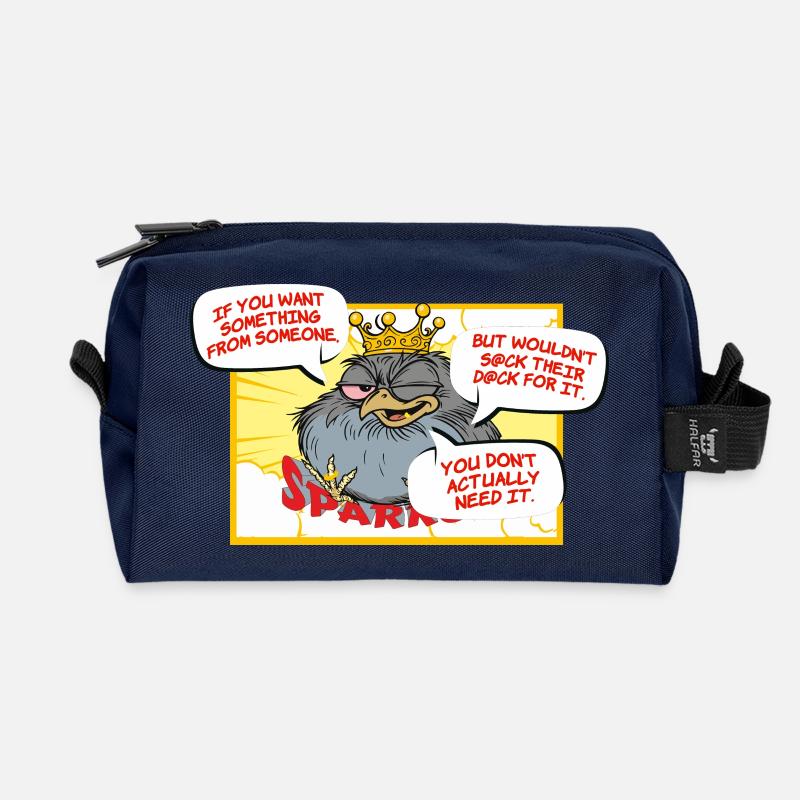 Königliche Krähe mit Funken-Slogan - Recycelte Kulturtasche - Navy