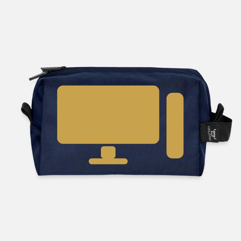 Minimal PC Setup Icon – Gamer Design - Recycled Toiletry Zip Bag - navy