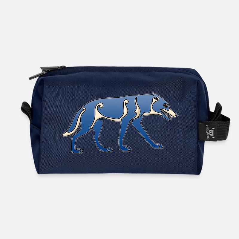Pictish_wolf - Recycled Toiletry Zip Bag - navy