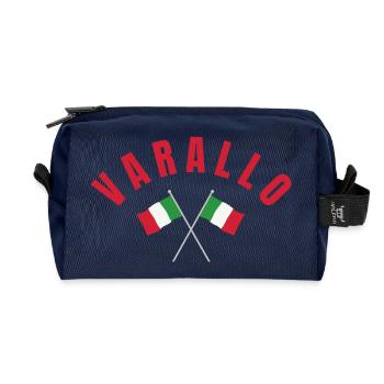 Varallo Italian Crossed Flags  - Recycled Toiletry Zip Bag - navy - Front
