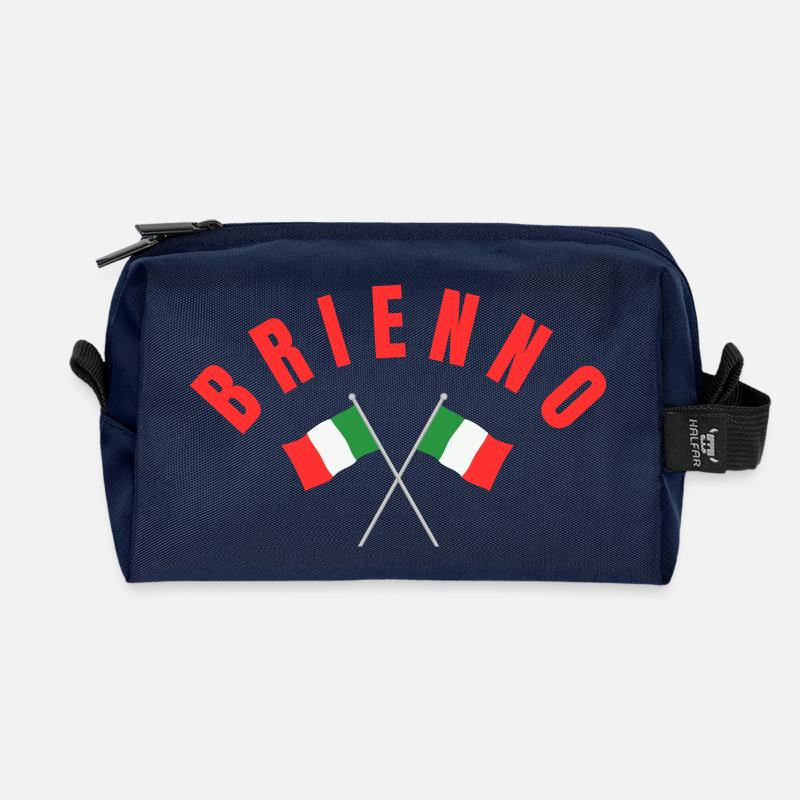 Brienno Crossed Italian Flags  - Recycled Toiletry Zip Bag - navy
