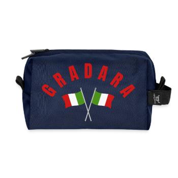 Gradara Italian Flags Crest - Recycled Toiletry Zip Bag - navy - Front