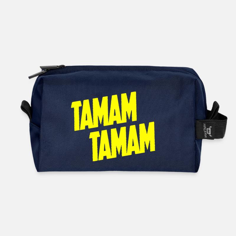 Tamam Tamam Gelb - Recycelte Kulturtasche - Navy