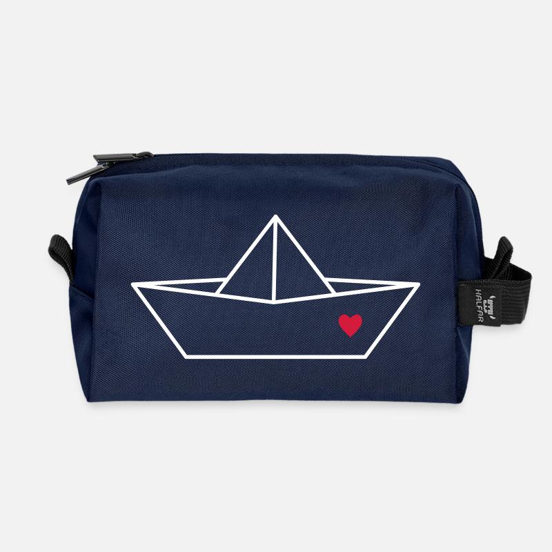 Segelboot Boot Papier Schiff Herz Liebe Geschenk - Recycelte Kulturtasche - Navy