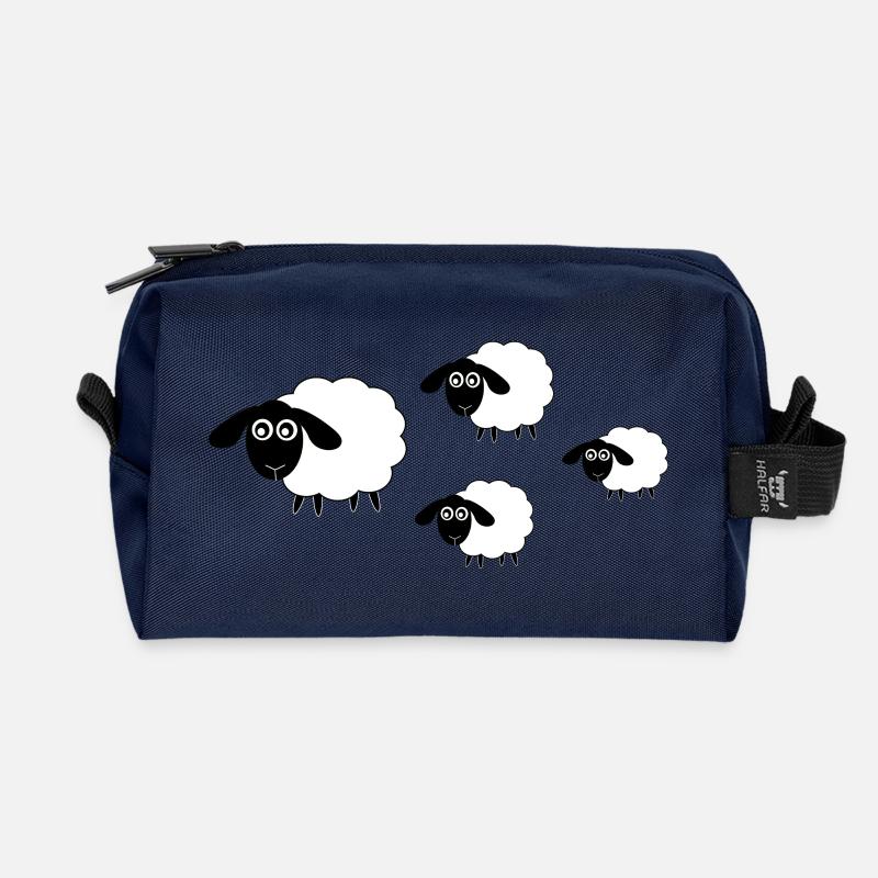 Sheep Sheep Lamb - Recycled Toiletry Zip Bag - navy
