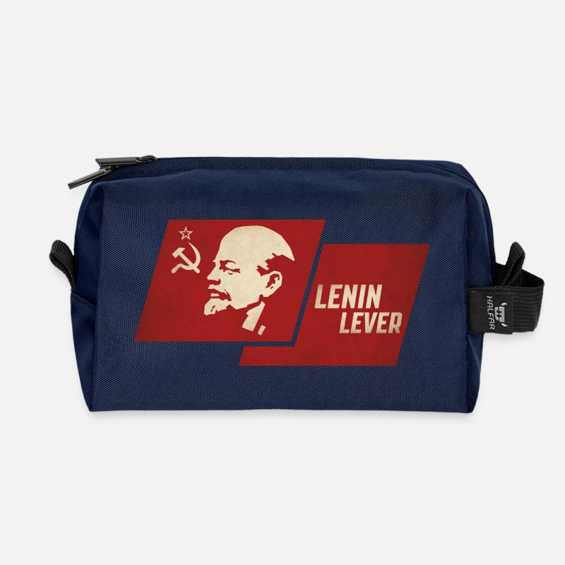 Lenin Lever Flag - Recycled Toiletry Zip Bag - navy