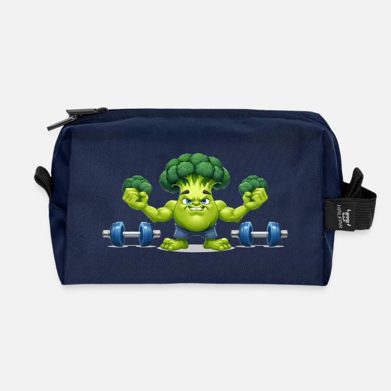 Brokkoli Gewichtheber - Recycelte Kulturtasche - Navy