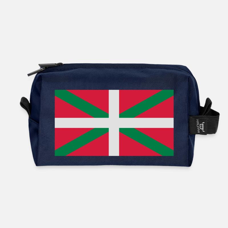 drapeau basque - ikurriña - Trousse de toilette en tissu recyclé - marine