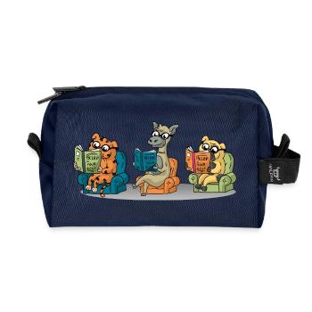 Cute Animals Reading Believe In Yourself Book Gift - Recycled Toiletry Zip Bag - navy - Front
