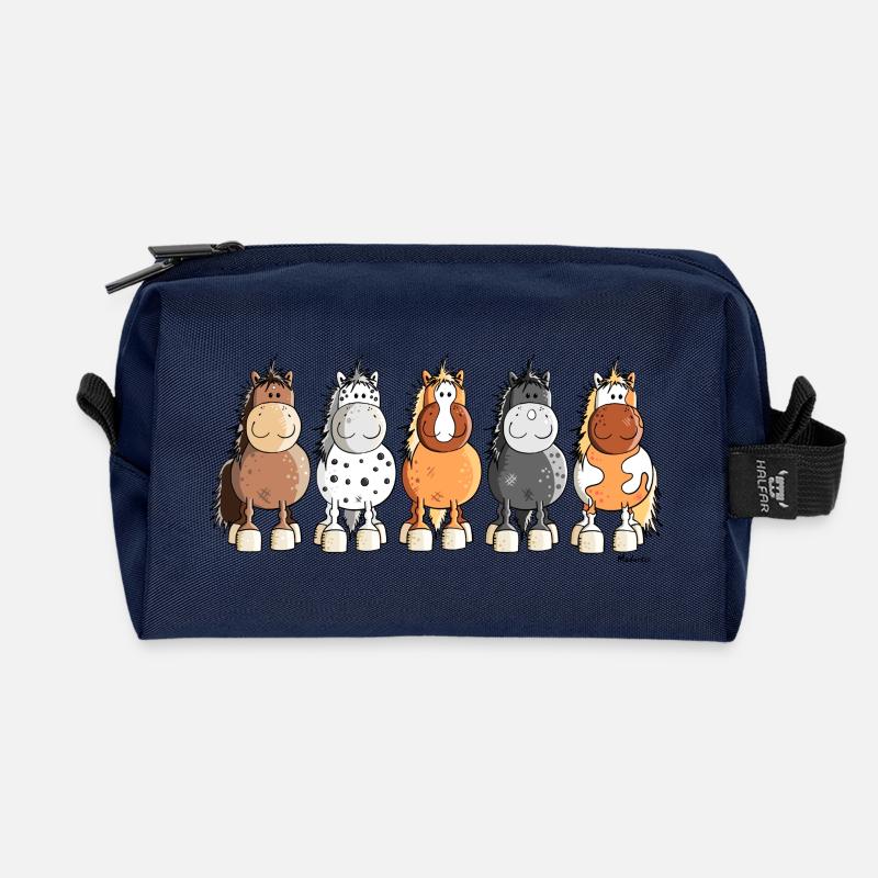 Happy Horses - Recycelte Kulturtasche - Navy