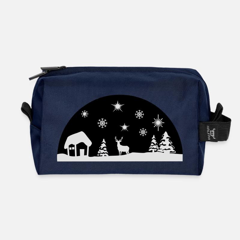 Winter, Weihnachten - Recycelte Kulturtasche - Navy