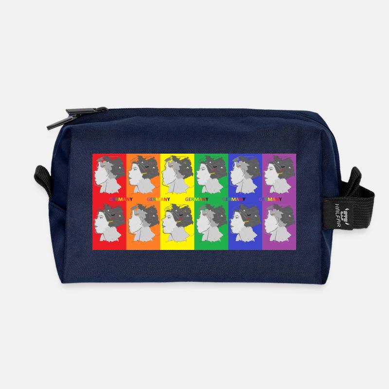 Frau mit farbiger Pop Art Illustration - Recycelte Kulturtasche - Navy