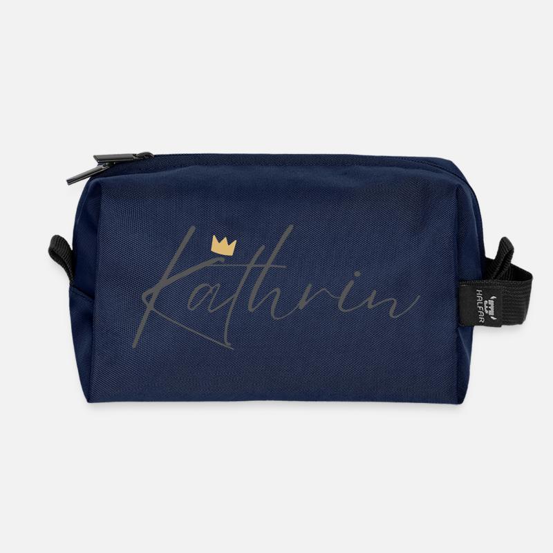 Prinzessin Kathrin Crown Hemd – Name mit Buchstabe K - Recycelte Kulturtasche - Navy