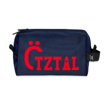 Ötztal red text - Recycled Toiletry Zip Bag - navy - Front