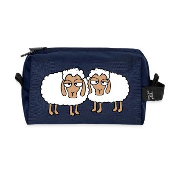 2 Schafe Müde Gelangweilt Blick Schäfchen Team Süß - Recycelte Kulturtasche - Navy - Vorne