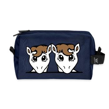 2 chevaux couple mignon poney deux amis couple équipe - Trousse de toilette en tissu recyclé - marine - Devant