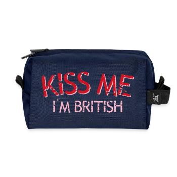 Kiss me I'm British - Recycled Toiletry Zip Bag - navy - Front