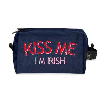 Kiss Me I'm Irish - Recycled Toiletry Zip Bag - navy - Front