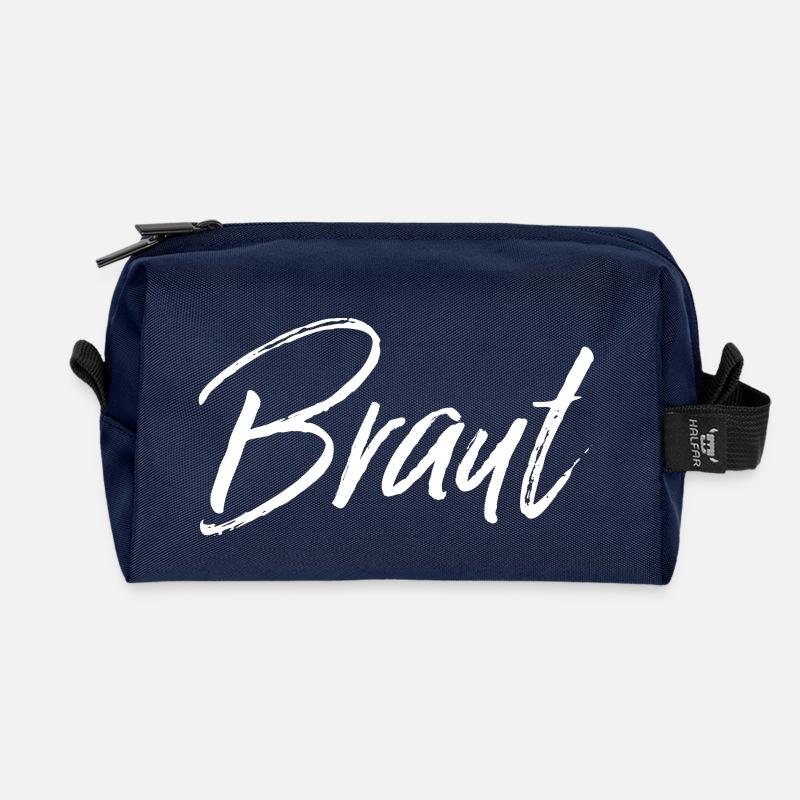 Braut weiss - Recycelte Kulturtasche - Navy