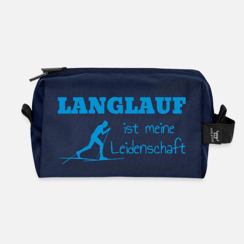 Langlaufen / Langlauf / eislaufen / Langläufer - Recycelte Kulturtasche - Navy