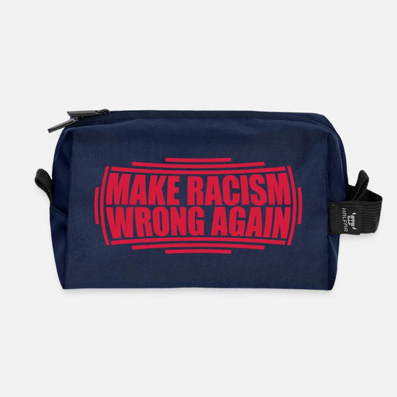 make racism wrong again - Recycled Toiletry Zip Bag - navy