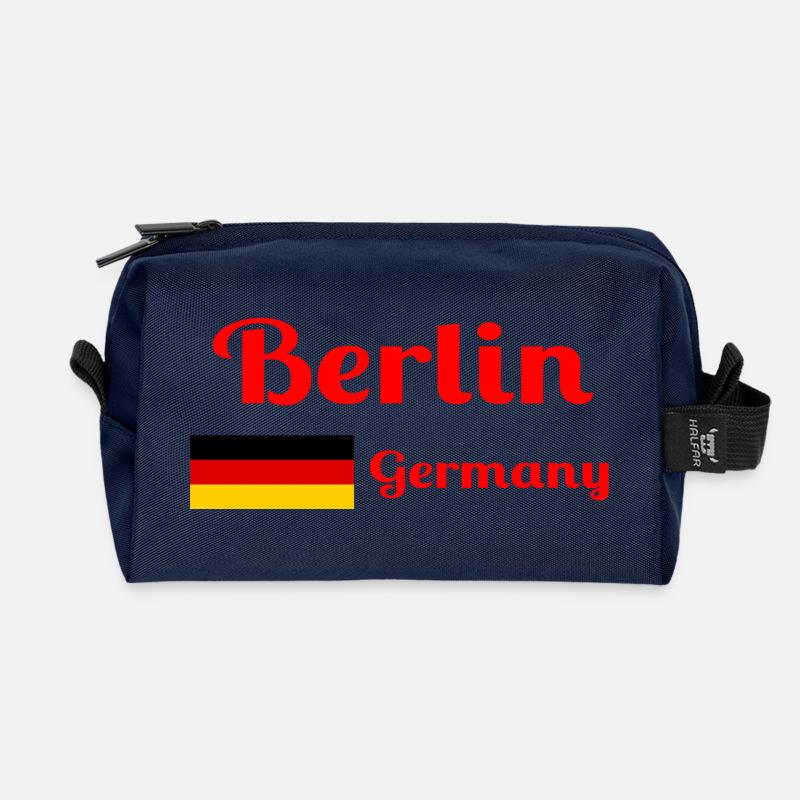 Berlin, Deutschland - Stilvolle Drucke - Recycelte Kulturtasche - Navy