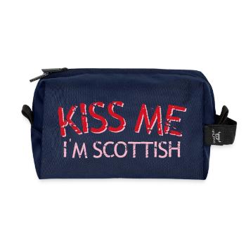 Kiss Me I'm Scottish - Recycled Toiletry Zip Bag - navy - Front