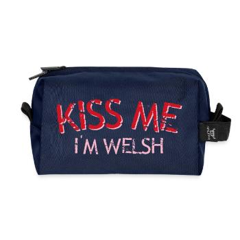 Kiss me I'm Welsh - Recycled Toiletry Zip Bag - navy - Front