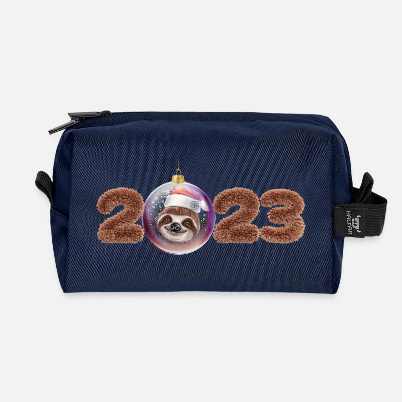 2023 Weihnachtskugel niedliches Faultier - Recycelte Kulturtasche - Navy