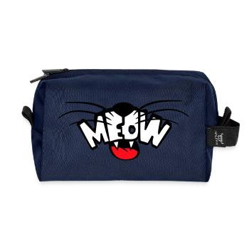 Meow Cat Comic Text Meow Funny Cartoon Quote - Recycled Toiletry Zip Bag - navy - Front