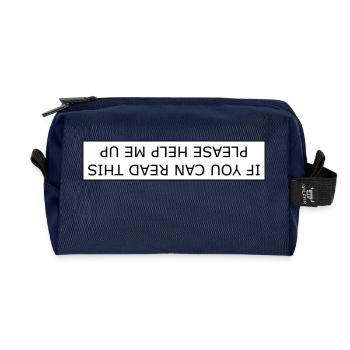 If you can read this please help me up - Recycled Toiletry Zip Bag - navy - Front