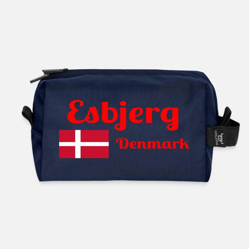 Esbjerg, Denmark - Stylish prints - Recycled Toiletry Zip Bag - navy