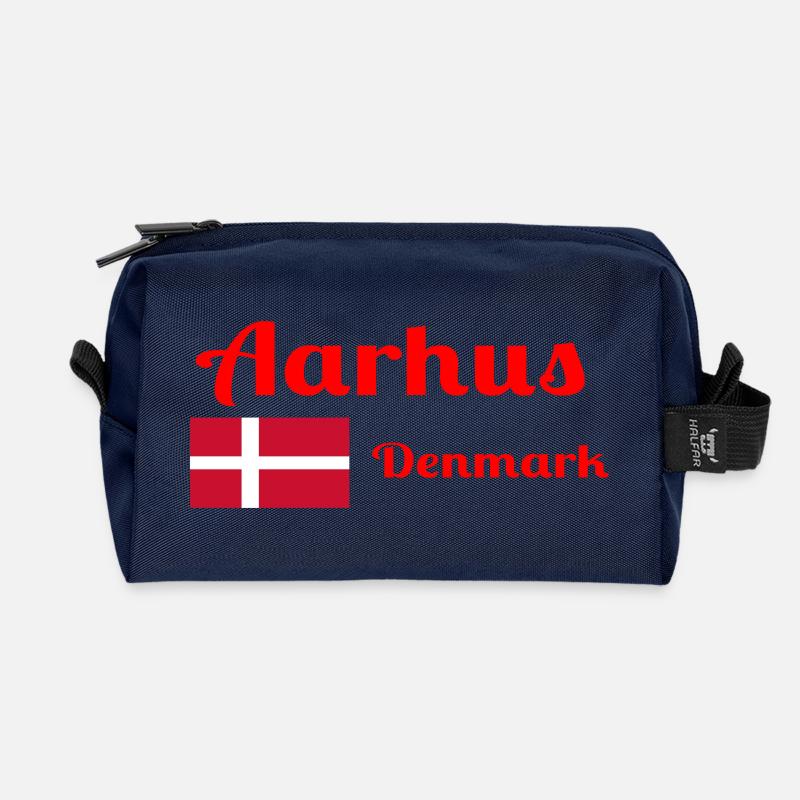 Aarhus Denmark - Stylish prints - Recycled Toiletry Zip Bag - navy