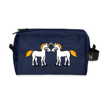 2 Unicorns Fight Evil Angry Attack Duel Team - Recycled Toiletry Zip Bag - navy - Front