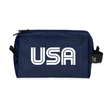 USA Logo - Slogan - United States of America - Recycled Toiletry Zip Bag - navy - Front