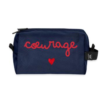 Mut-Geschenk-Idee - Recycelte Kulturtasche - Navy - Vorne