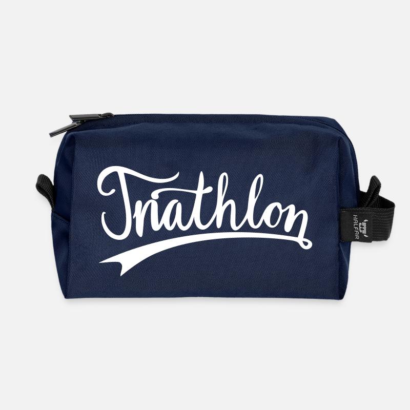 Triathlon Handlettering - Recycelte Kulturtasche - Navy