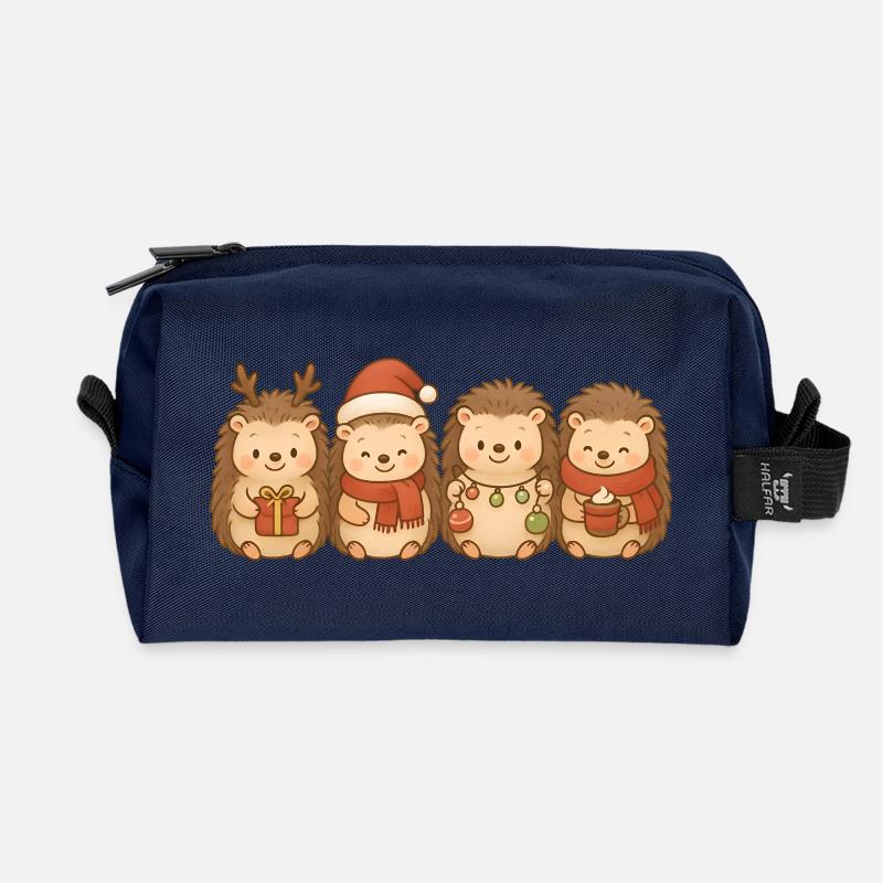 Igel Kinder Jungen Mädchen Weihnachtsigel - Recycelte Kulturtasche - Navy
