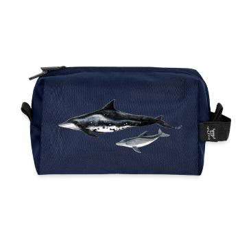 Dolphin with rugged teeth - Dolphin - Steno rostre - Recycled Toiletry Zip Bag - navy - Front