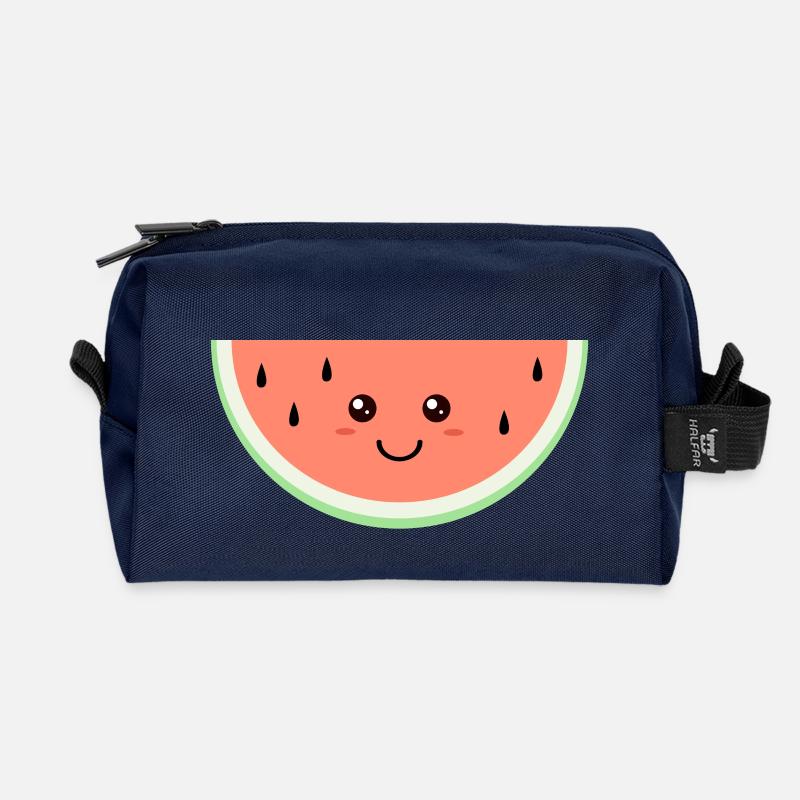 Glückliche Kawaii Wassermelone - Recycelte Kulturtasche - Navy