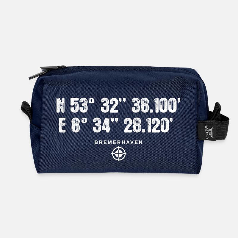 Geschenk Geocaching Koordinaten Bremerhaven - Recycelte Kulturtasche - Navy