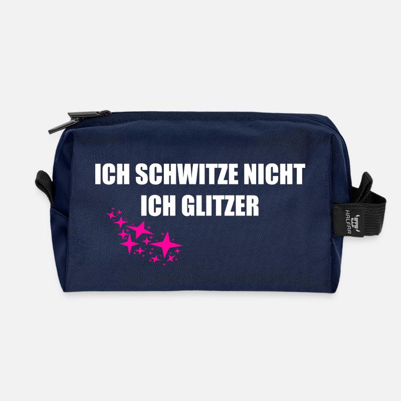 Ich schwitze nicht, ich glitzer! - Recycelte Kulturtasche - Navy