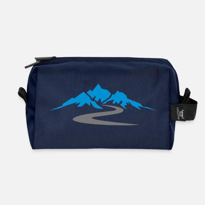 Landschaft - Berge Straße - Recycelte Kulturtasche - Navy