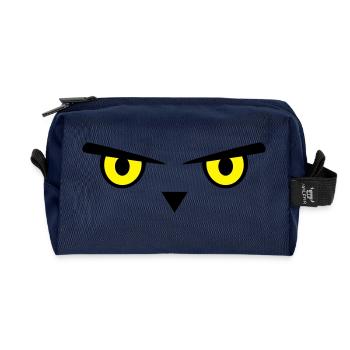 Eule, Augen, Emoji - Recycelte Kulturtasche - Navy - Vorne