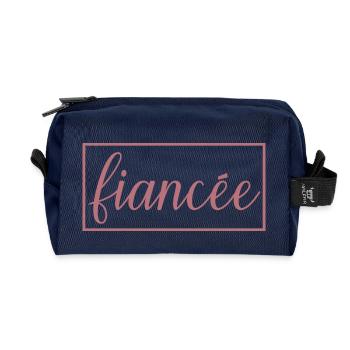 Fiancée Matching Engagement Wedding Honeymoon - Recycled Toiletry Zip Bag - navy - Front