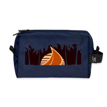 Ship Sun Palm Trees South Seas Evening Sunset - Recycled Toiletry Zip Bag - navy - Front